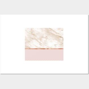 Caramel marble on rose gold blush Posters and Art